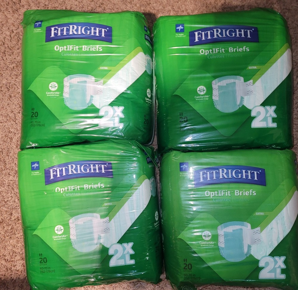 FitRight OptiFit Incontinence Briefs 2XL Extra Absorbency Disposable 200 Ct