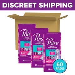 Poise Ultra Thin Incontinence Pads with Wings Long Size 60 Count Bladder Leak