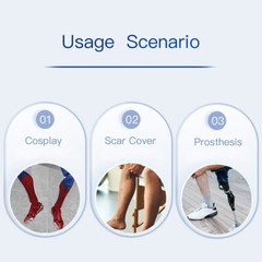 Highly Simulated Skin Artificial Silicone Prosthesis Foot Sleeve Leg Cover Scars