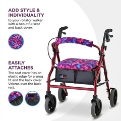 NOVA Rollator Walker Seat & Backrest Cover Set – Purple Butterflies