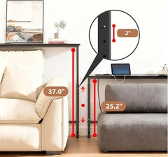 39 inch Narrow Console Table with Outlet Adjustable Height(25″-37″) Behind Sofa
