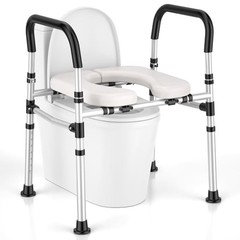 Toilet Seat Riser for Seniors, Raised Toilet Seat with Handles – Silver gray
