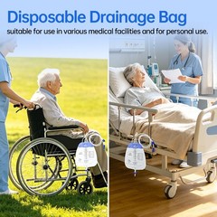 5 Pack Urinary Leg Bag,1500ml Urinary Drainage Bag with Cloth Tape,