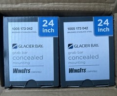 Glacier Bay 24” Concealed Screw Square Escutcheon Shower Tub Grab Bar (2 Pack)