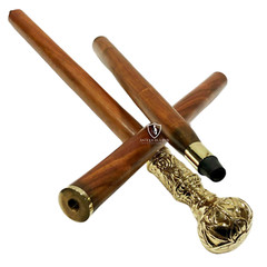 Vintage Victorian Brass Handle Wood Walking Stick Cane Vintage Style Solid Gift