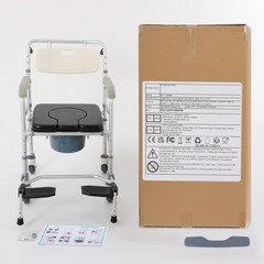Rolling Shower Wheelchair Foldable Height Adjustable Toilet Chair 380 lbs