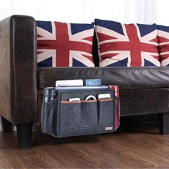 Dark Grey Bedside Caddy Large Storage Organizer 8 Pockets 13.4×18.1 Inch