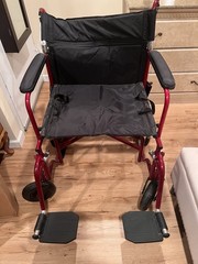 Drive Transport Wheelchair Foldable Red 22″x18″ Seat Flat Tires 450lb Capacity