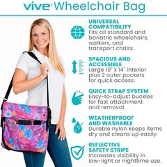 Vive XL Wheelchair Bag – Waterproof, 1 Count (Pack of 1), Purple Floral