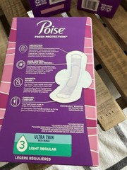 1-Poise Ultra Thin Pads W/wingsLight Regular 2- Ultra Thin 54 -3 Boxes Total 132
