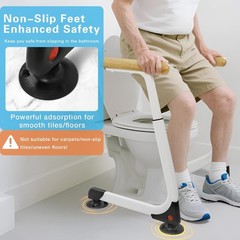 Toilet Safety Rails (350LBS), Adjustable Height Toilet Safety Frame for Elderly