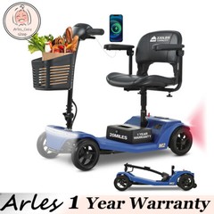 4 Wheels Foldable Mobility Scooter 20 Miles 330bs Capacity 5 MPH w/ LED Light
