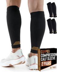 2 Pairs Copper Calf Compression Sleeve – Leg Compression Sleeves for Women & Men