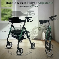 Cosydora Rollator Walker for Seniors w/ Seat, 13.6 Lbs, 350Lbs Limit, 8” Wheels