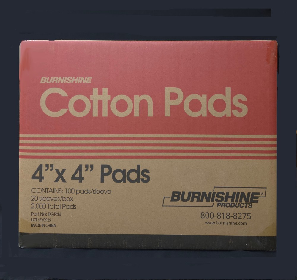 Burnishine 4″ x 4″ Cotton Pads, 1 Case of 20 Packages- 2,000 Pads Total