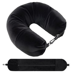 Fampery 1-Pack Stuffable Travel Pillow for Extra Luggage – Neck Black