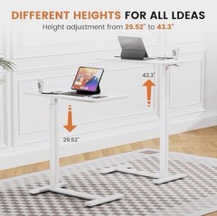 HAPPYMONT Adjustable Mobile Overbed Table w/ Wheels White 27.56 x 15.75 in