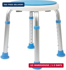 Vaunn Medical Tool-Free Assembly Adjustable Swivel Shower Stool Seat Bench with