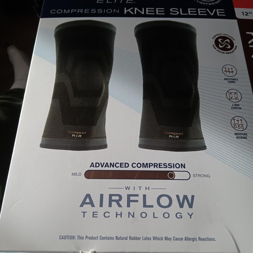 Copper Fit, 2 Pack – Elite Air Knee Sleeve S/M 12″-16″ Advanced Compression