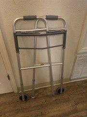 Guardian Folding 2-Wheel Walker, Adjustable Height, Aluminum Silver/Gray G30757