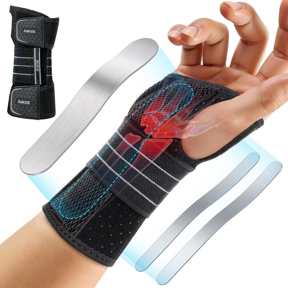 Carpal Tunnel Wrist Brace – Ergonomic Night Support with 3 Metal Splints for Art