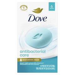 Dove Beauty Bar Soap Antibacterial Care 6 Count For Clean Moisturized Skin