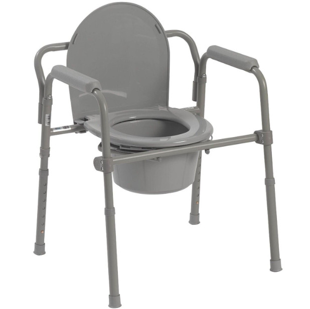 Folding Bed Side Commode Portable Toilet Seat Bucket Container Adult Potty Aid
