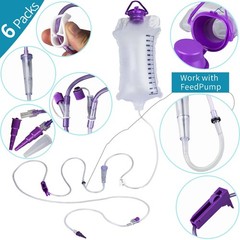 6 Packs E-nteral Delivery Gravity Bag, 1200ML Feeding Bag, Pump Bags, Disposa…