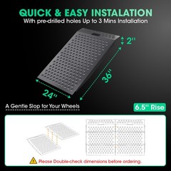 1PC 36″ x 24″ Shed Ramp for Riding Mower 750 LB Anti-Slip Punch Plate Ramp Black