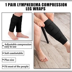 Croknit 2 Pcs Lymphedema Compression Leg Wraps Adjustable Lower Black