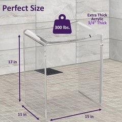 Acrylic Shower Bench for Inside Shower Stool – Non Slip – 300 lbs – 17″ H – I…