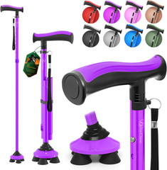 Walking Cane for Seniors Lightweight Adjustable Collapsible Sturdy with Soft TPR
