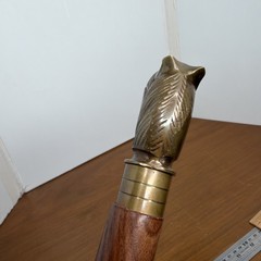 Brass Horse Head Handle Walking Stick Spiral Wood Cane Vintage