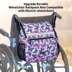ZHCHG Wheelchair Bags, Backpack with Cup Large, Purple butterfly