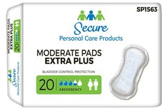 Secure Personal Care Products Moderate Bladder Control Pads Extra Plus 20 Ct