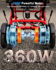 Electric Wheelchair with Headrest, Airline Approved, 37LB Lightweight