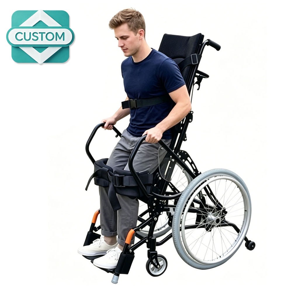 Custom Stand-Up Wheelchair – Manual Pin-Lock System, Lightweight, Foldable, Made