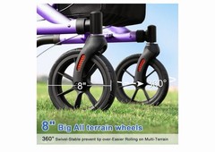 Walk Mate Rollator Walker w/ Padded Seat Backrest All Terrain Compact Purple