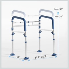 Loyoda Toilet Safety Rails Adjustable Foldable Support Frame for Seniors Disable