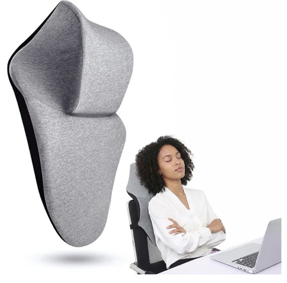 Ergonomic Back Support Cushion for Office Chair Head & Neck Support, Gray/ 97