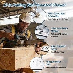 18in Foldable Shower Seat Wall Mounted ADA Bench 420lb Capacity