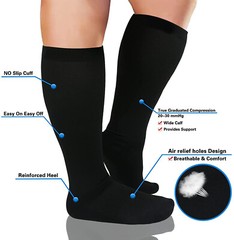 Open Toe 4XL Compression Socks Support Graduated Stockings Mens Women 15-20mmHg