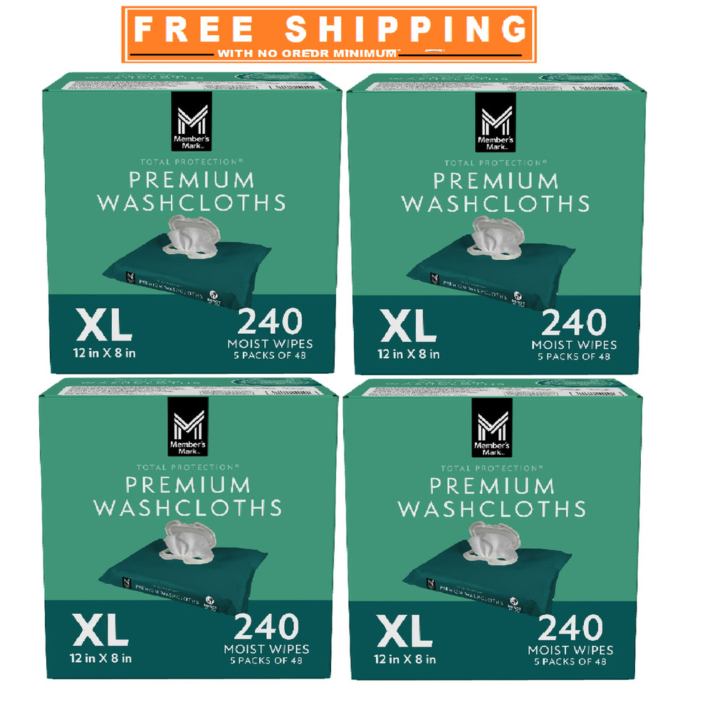 4 PACK – Member’s Mark Adult Washcloths, 240 ct. (Total 960 ct.) FREE SHIP!!