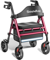 Walkers for Seniors, Rollator Walker with Seat, 8″ All Terrain Wheels, Double Su