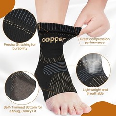 Copper Ankle Brace 2-Pack for Achilles Tendonitis – Breathable Pain Relief