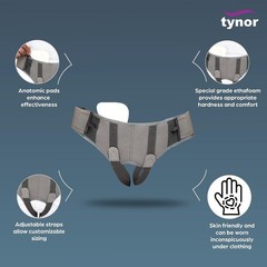 TYNOR Hernia Belt, for Abdominal Support |Adjustable Belt Pack of 1(Grey-medium)