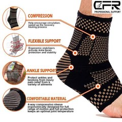 Copper Ankle Support Brace Compression Sleeve Foot Pain Relief Jogging Sprain HG
