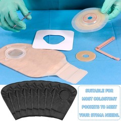 4 Pcs Black Ostomy Bag Cover Pouch Odor 2.36 Inch Diameter