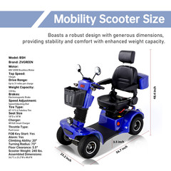 500W 48V/20AH Four Wheels Mobility Scooter for Senior & Adult 330lbs Capacity