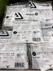 5 Dynarex Urinary Leg Bag Anti Reflux Valve Pathway #4281 Medium 600mL